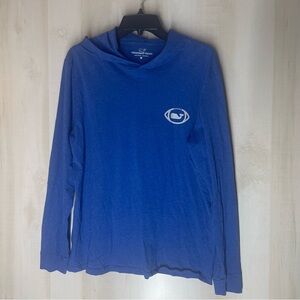 Vineyard Vines blue long sleeve hooded footballl t shirt, size‎ medium